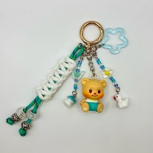 Butter Bear Handmade Bag Charm - Teal Outfit